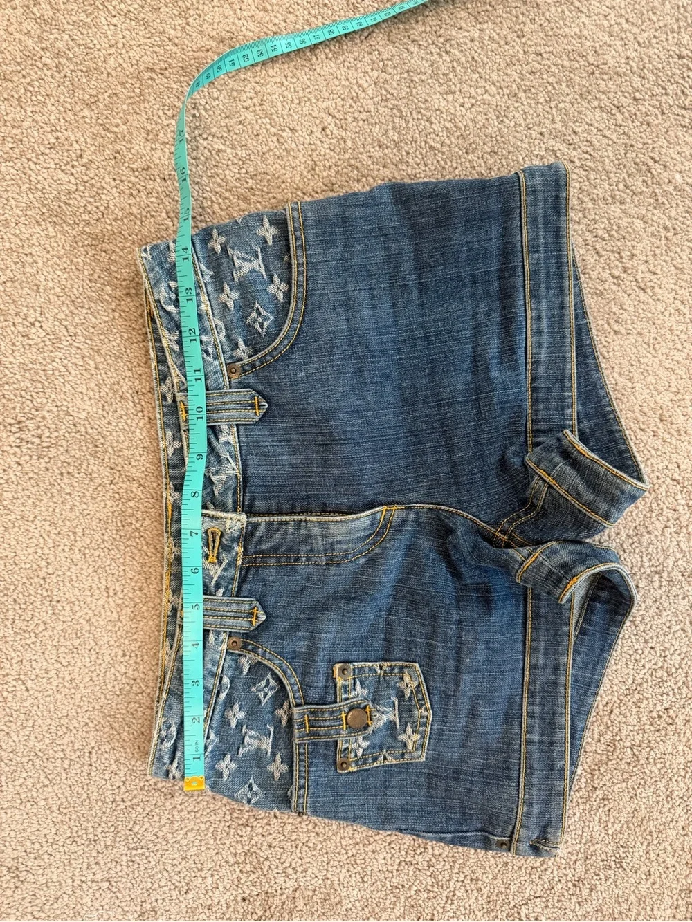 Vintage LOUIS VUITTON Marc Jacobs Monogram Denim Shorts FR 36 US 2 4 Y2K 2000s